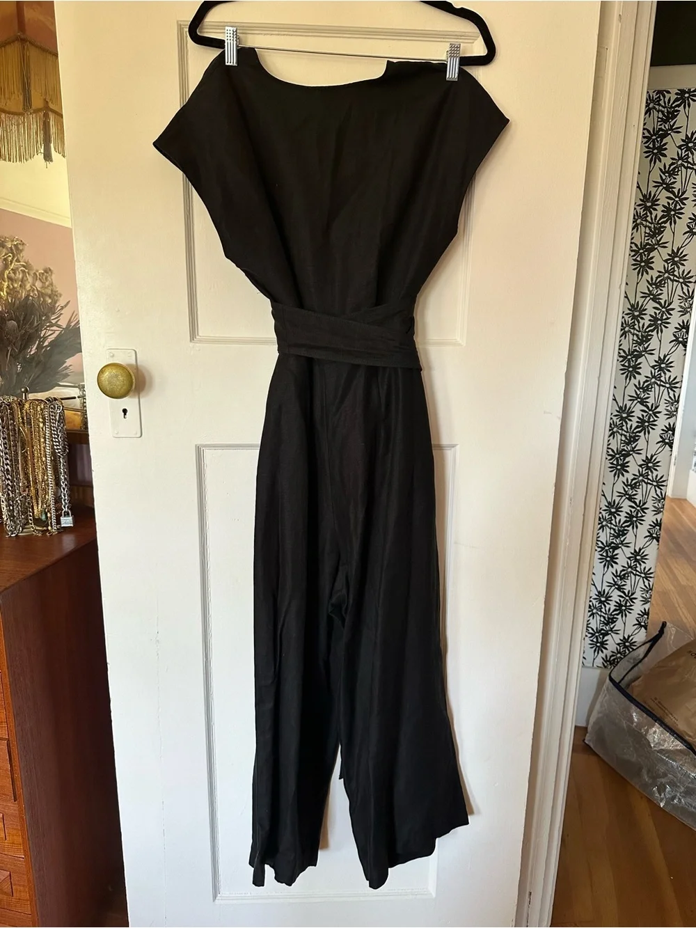 Aritzia Wilfred Brax Wide-Leg Black Wrap Jumpsuit